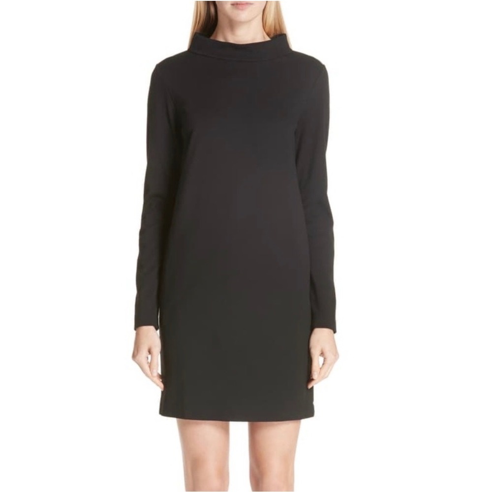 Fuzzi Italy Black Mock Neck Long Sleeve Shift Dress with Pockets XS‎